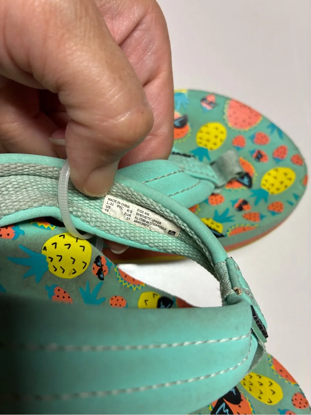 REEF Ahi Toddler Little Girls Sandals, Teal/Yellow size 13